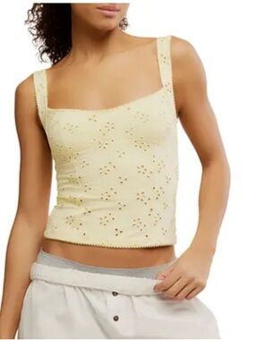 Free People Full Bloom Eyelet Knit Camisole